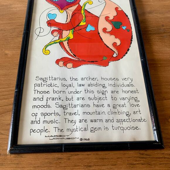 SAGITTARIUS Zodiac Horoscope Print Margot Johnson Modern Pop Art Vtg NY 1968 - Picture 4 of 13